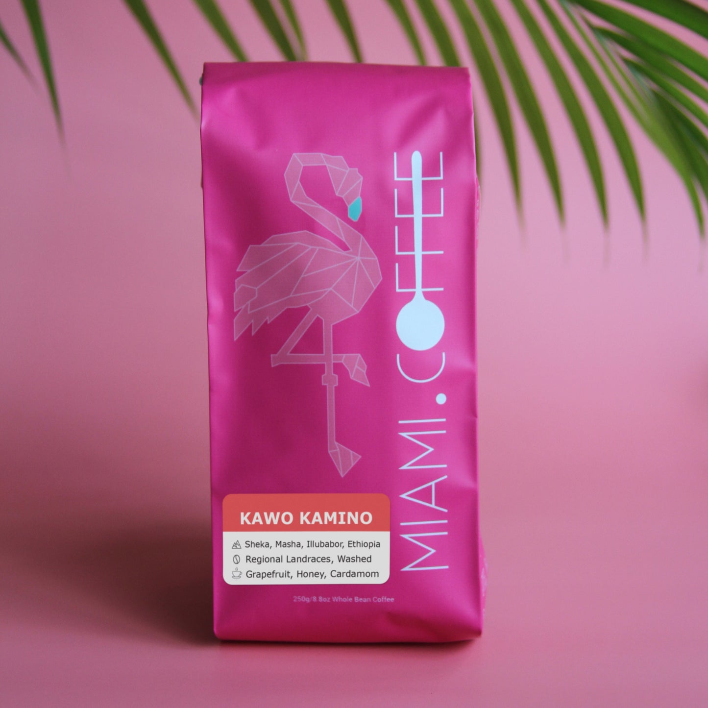 250g bag Ethiopia Kawo Kamino Washed, Regional Landraces, Flavor Descriptors: Grapefruit, Honey, Floral, Spices, Cardamom