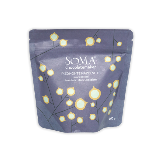 SOMA PIEDMONT HAZELNUTS TUMBLED IN DARK CHOCOLATE, 100GR